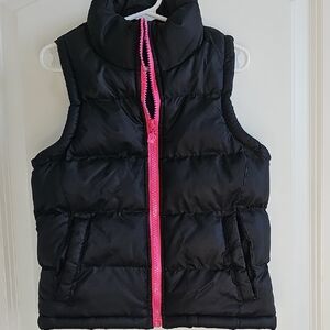 Kids Black Puffer Vest with Pink Zipper